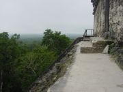 Narrow ledge at the top of Temple V at Tikal