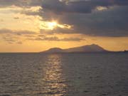 Island of Ischia, as viewed from the ferry crossing between Capri and Naples