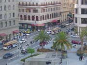 Looking down on Union Square from the deck of the Cheesecake Factory