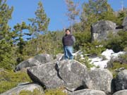 Arnell, on a rock